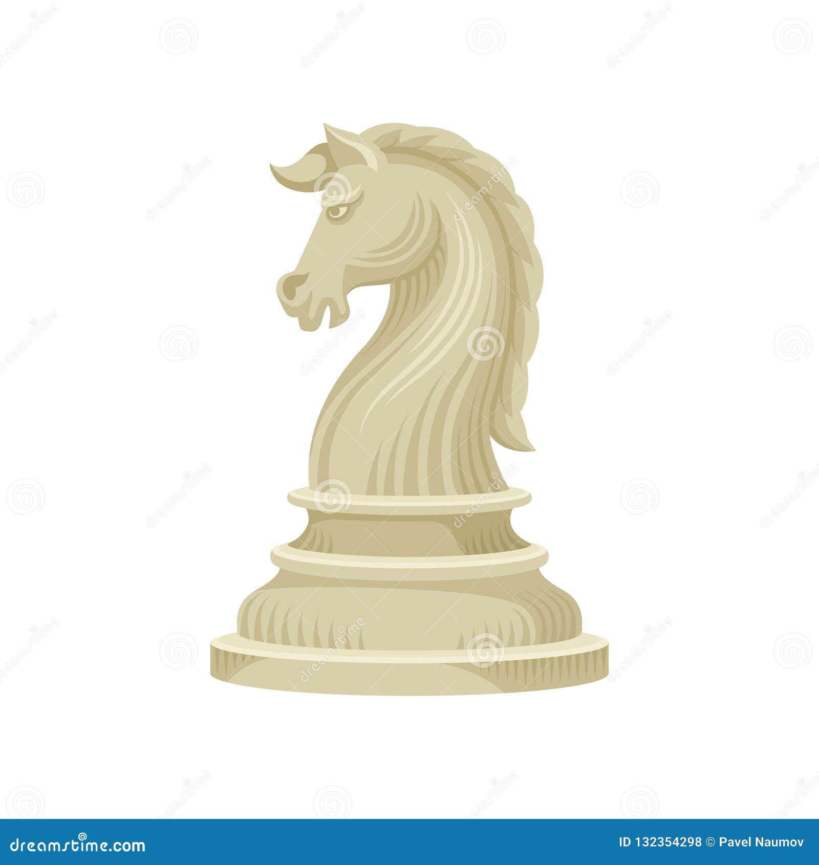 Flat Vector Icon of Chess Piece - Knight Horse in Beige Color. Wooden  Figurine of Board Game Stock Vector - Illustration of leisure, play:  132354298