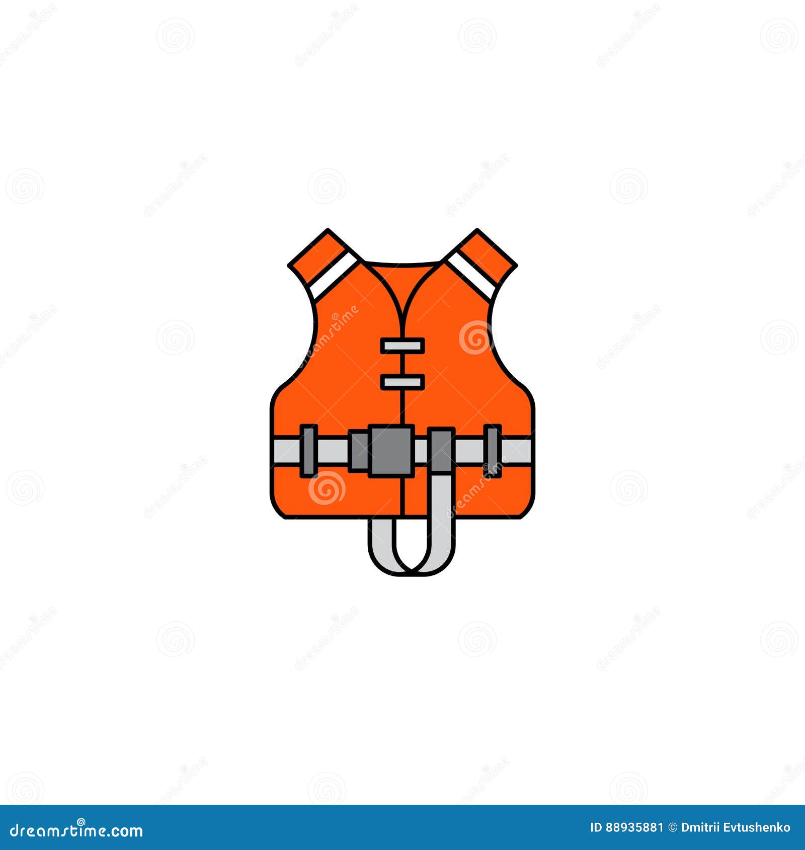 Flat Vector Icon Life Jacket Stock Vector - Illustration of help ...