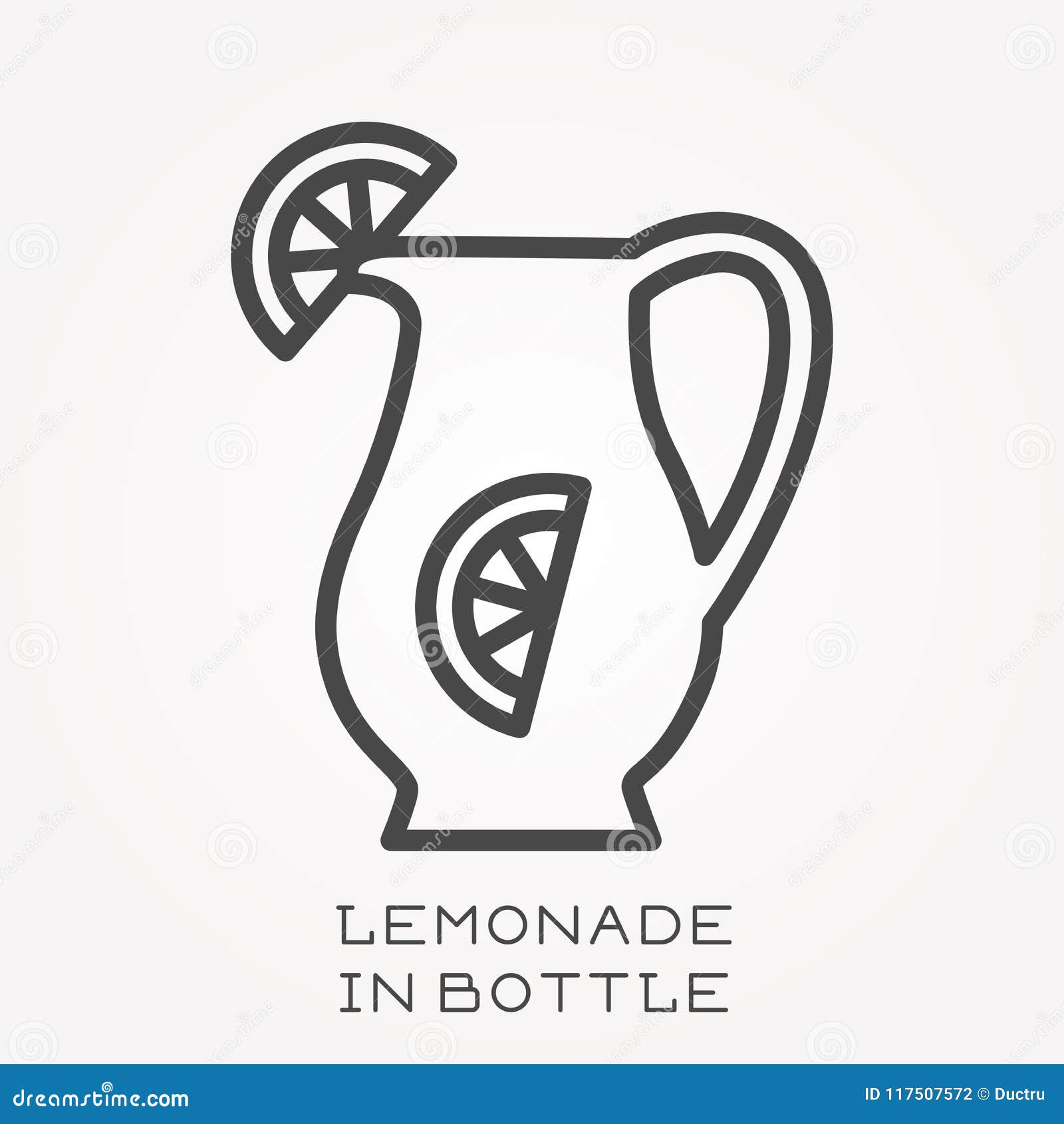 Flat Vector Icons with Lemonade in Bottle Stock Vector Illustration
