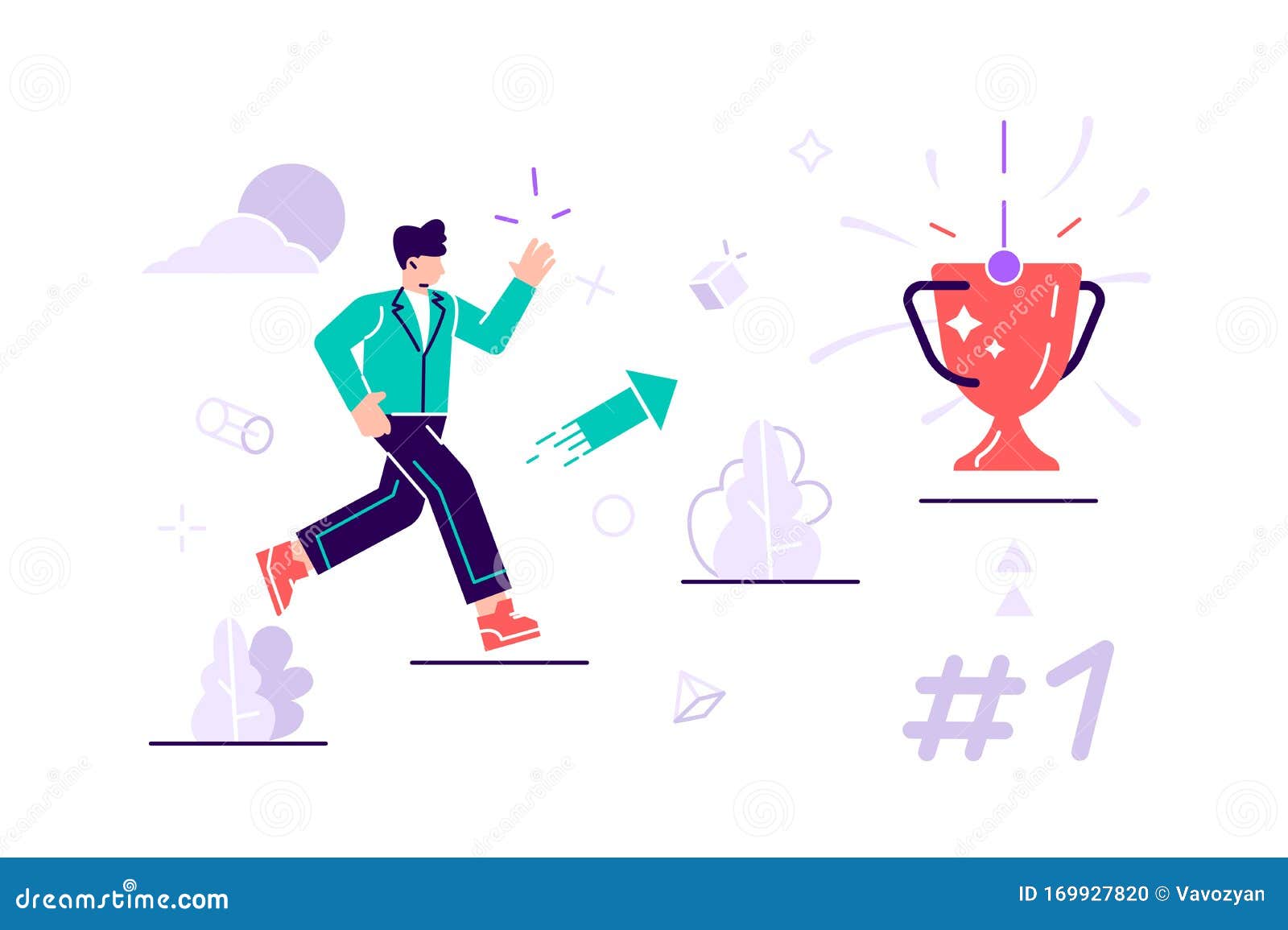 people run to their goal on the column