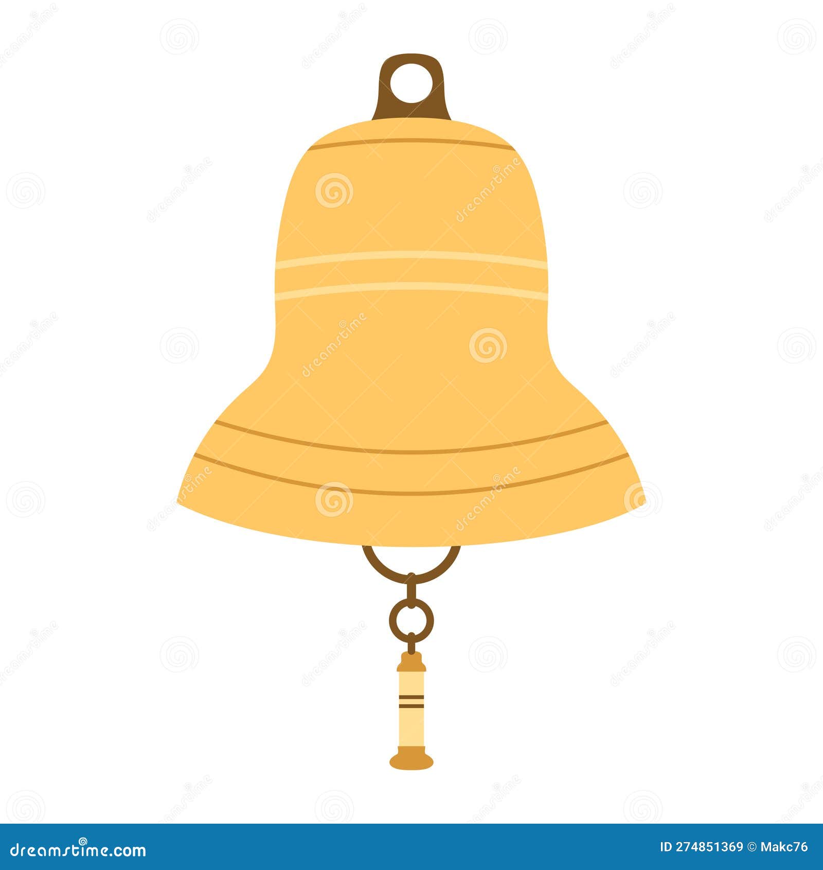Flat Vector Illustration of Ship Bell Isolated Stock Vector
