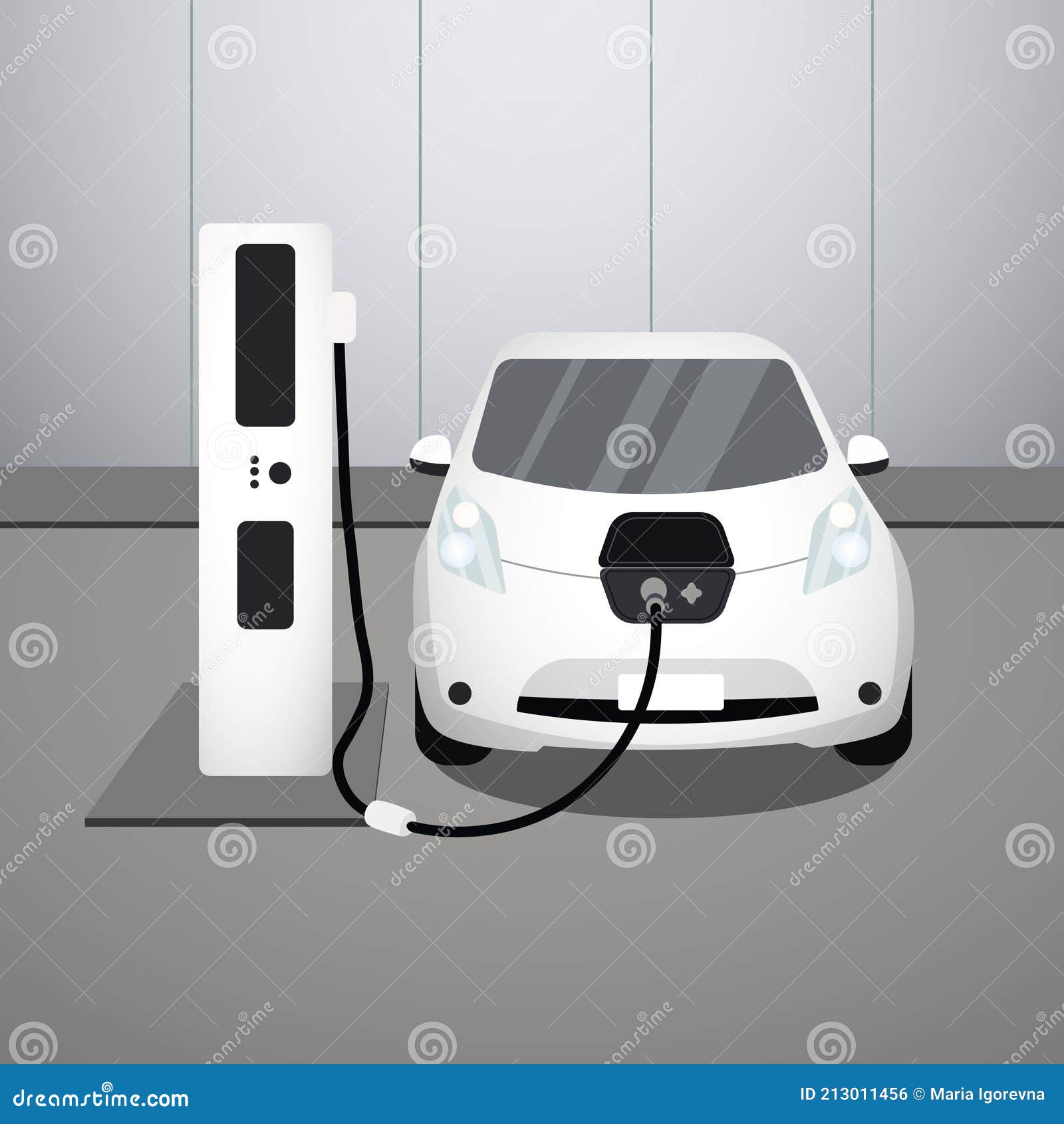 Flat Vector Illustration of a White Electric Car Suv Station ...