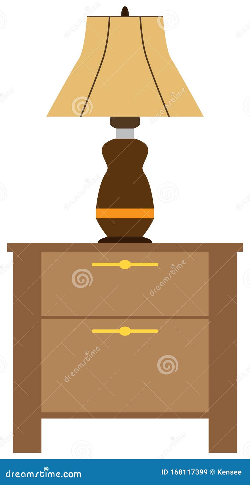 Flat Vector Lamp on Night Stand Stock Vector Illustration of