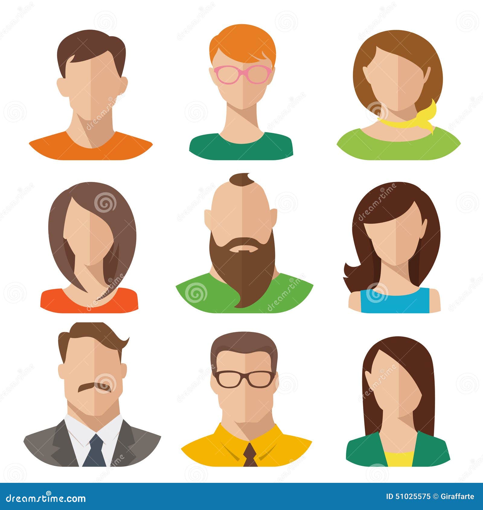 Flat Vector Male And Female Avatars Stock Vector - Image 