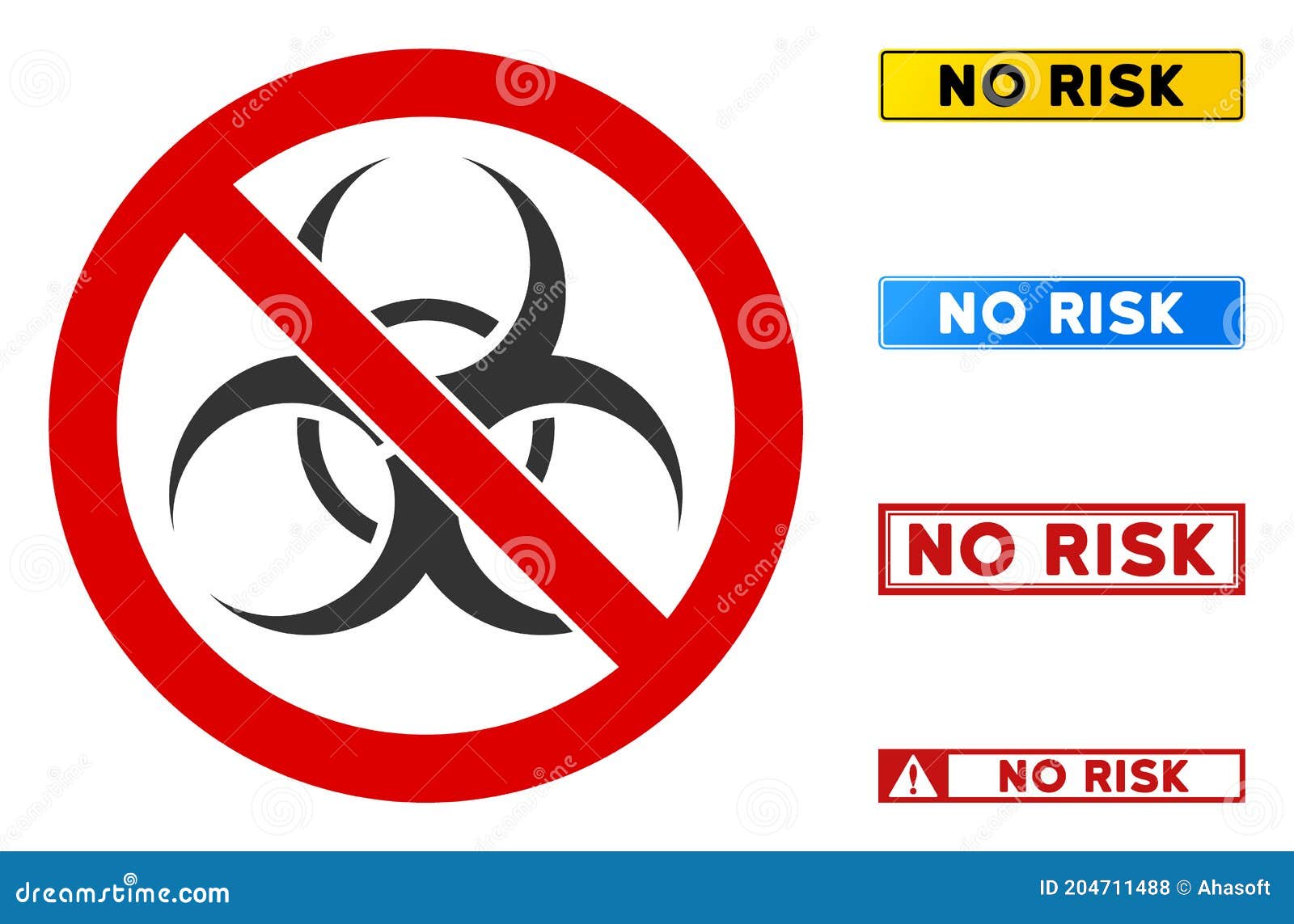 Flat Vector No Biohazard Sign with Words in Rectangle Frames Stock