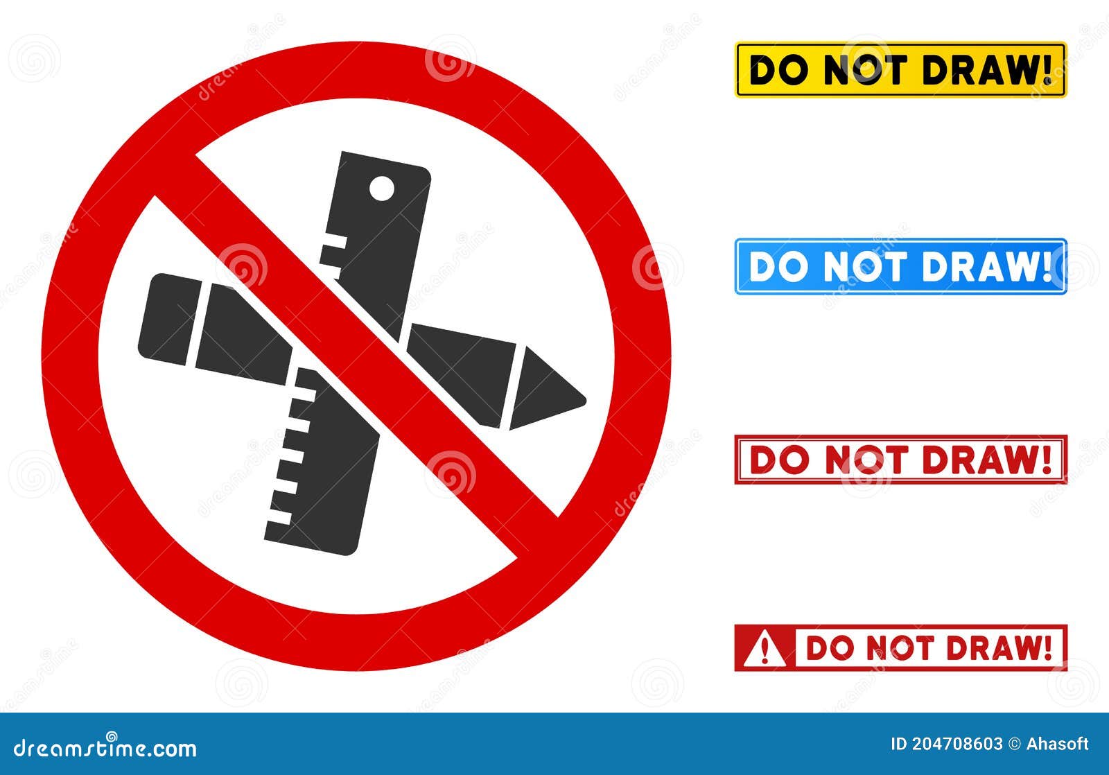Flat Vector No Drawing Tools Sign with Badges in Rectangle Frames Stock
