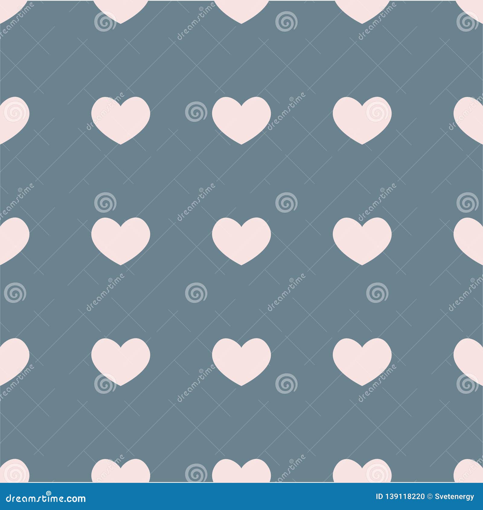Flat Vector Seamless Pattern with Pink Hearts on Gray Background Stock Vector Illustration of