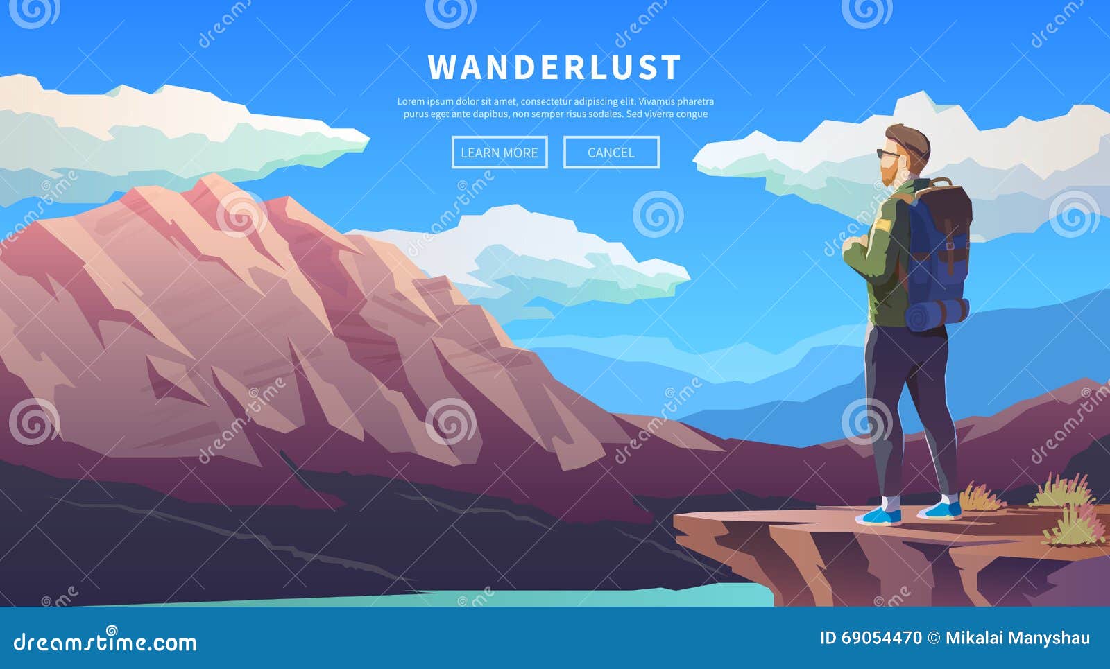 flat  travel web banner. wanderlust.