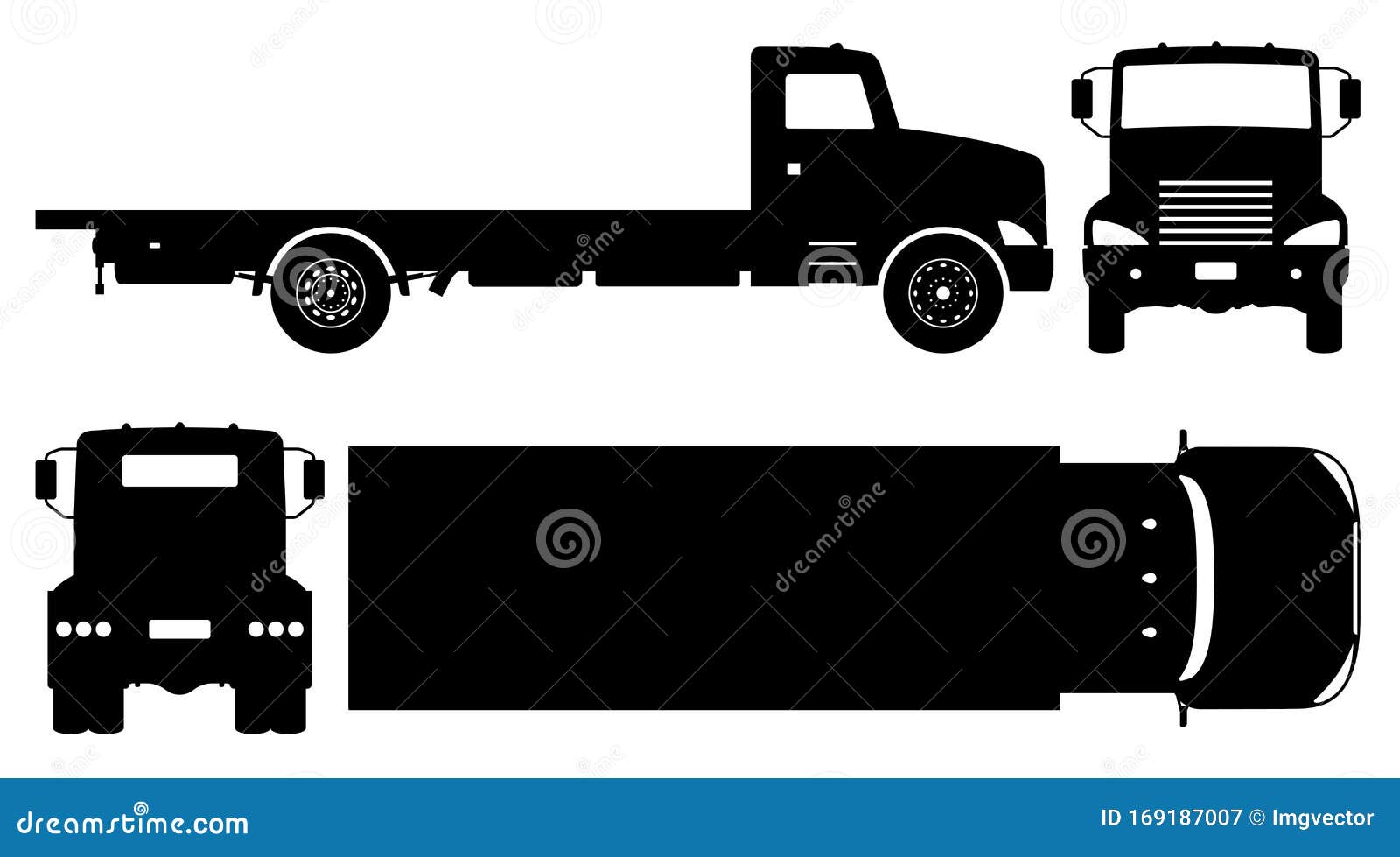 Flatbed Truck Black Icons Vector Illustration Stock Vector ...