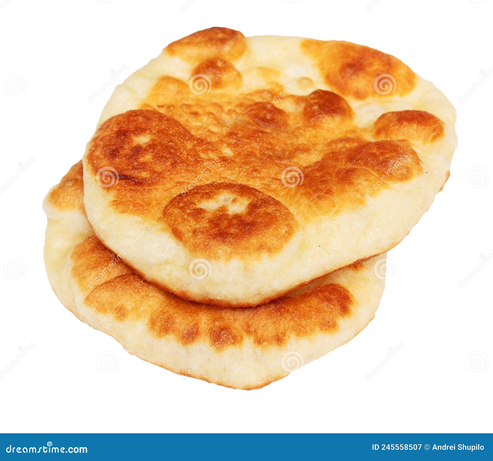 Flatbread Fried in Oil Isolated on White Stock Image Image of tasty