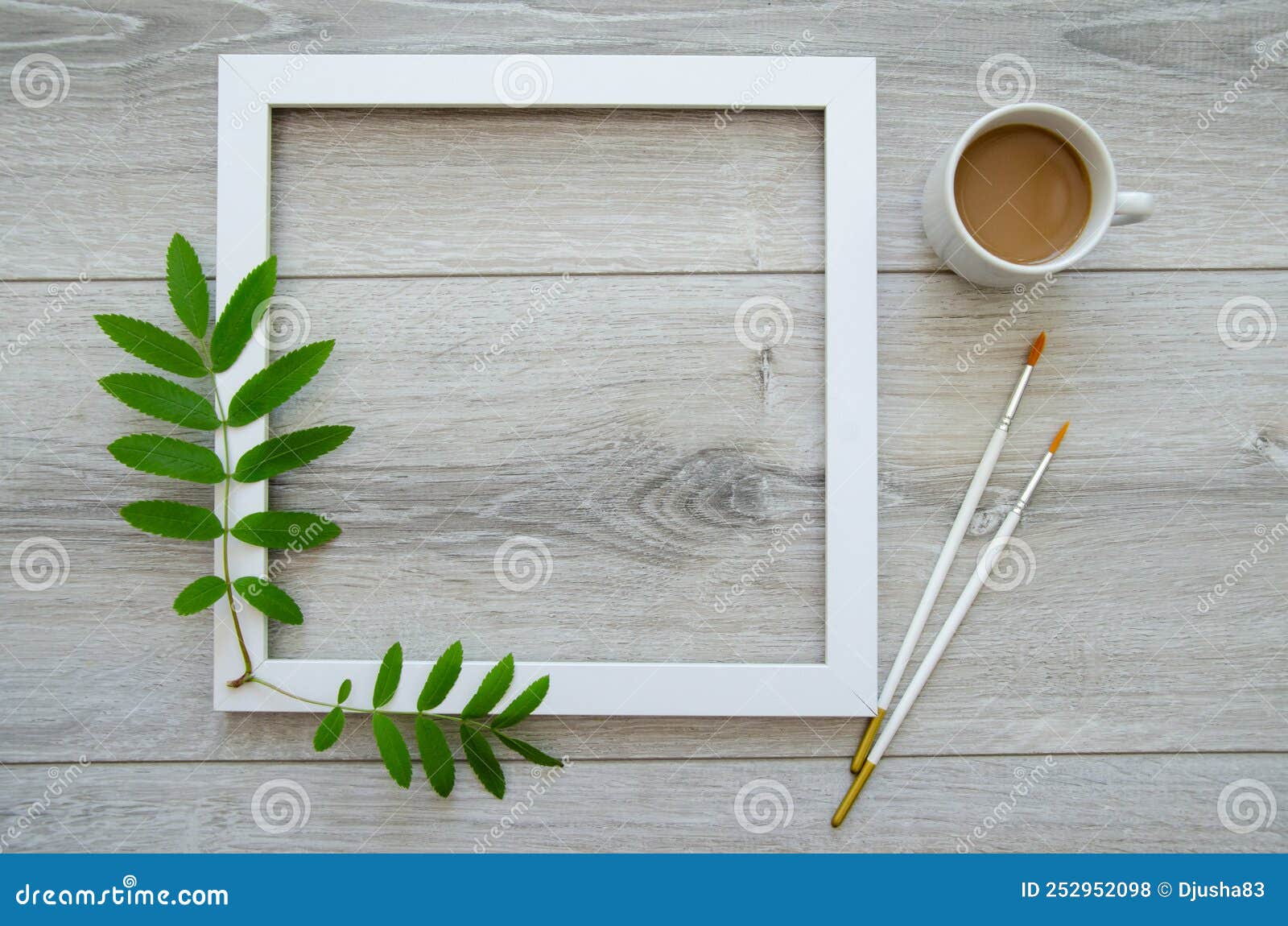 Painter Brushes Wooden Cup On White Stock Photo 1408069571