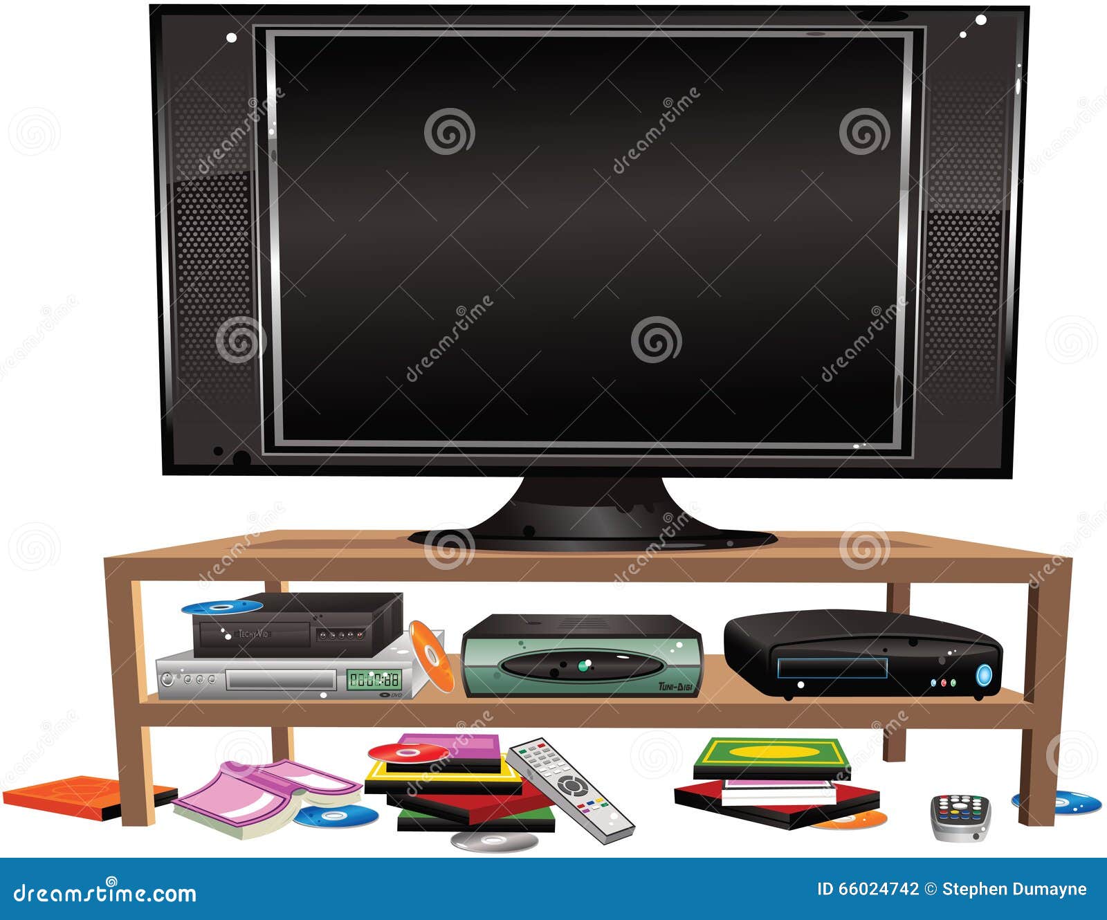Flatscreen Tv And Cabinet Stock Vector Illustration Of