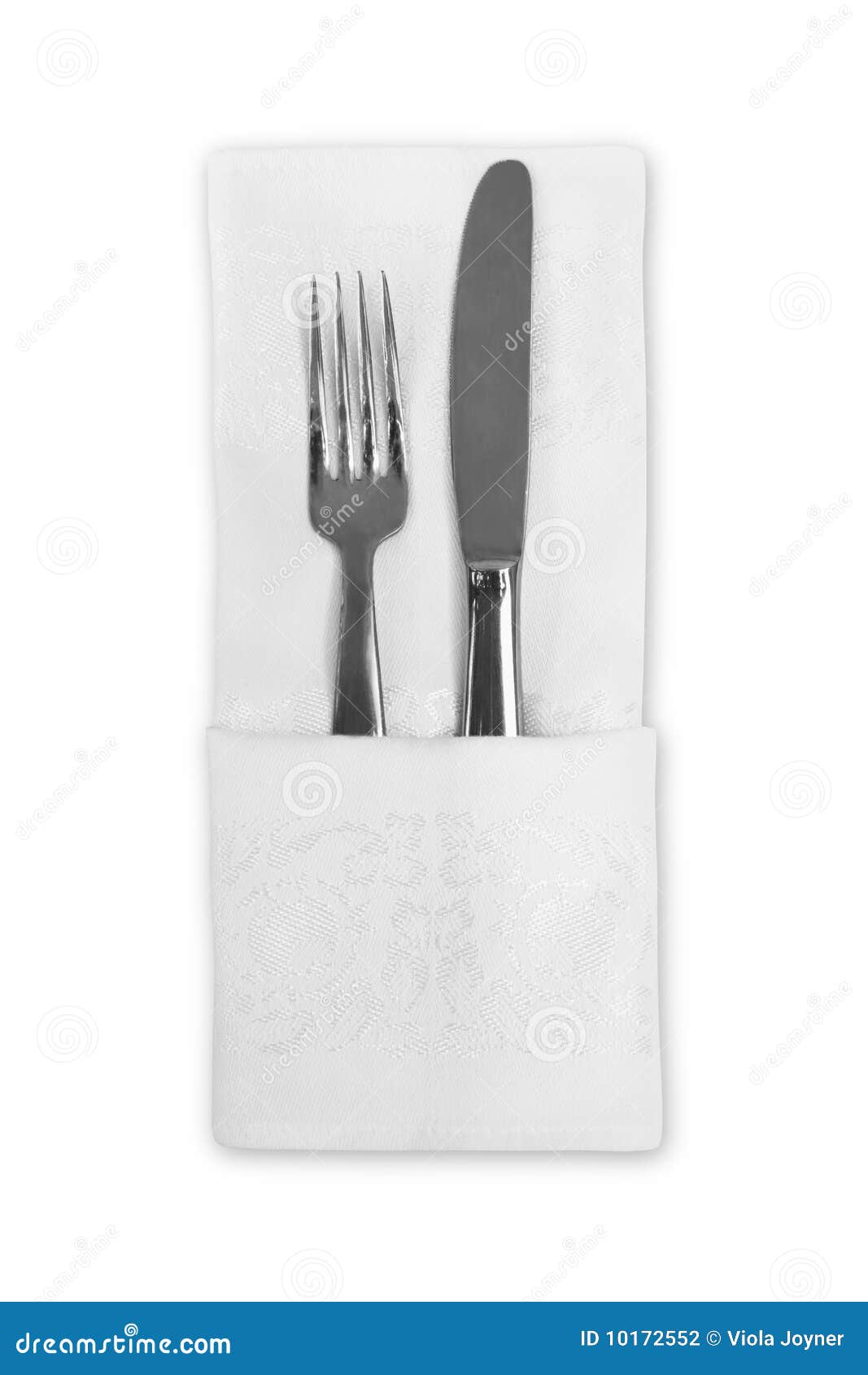 flatware and white linen napkin