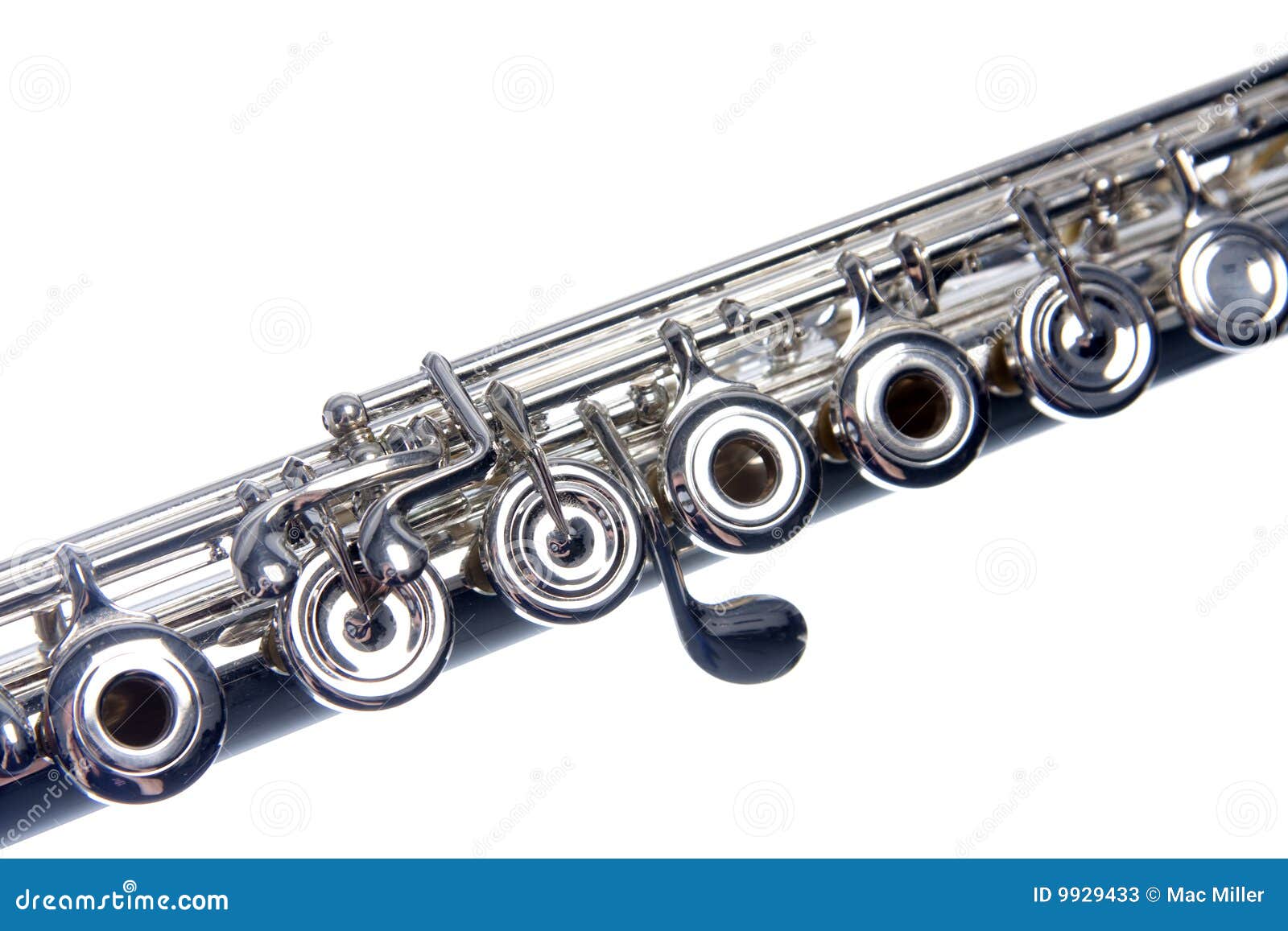 Flauta De Plata Aislada En Blanco Imagen de archivo Imagen de fondo