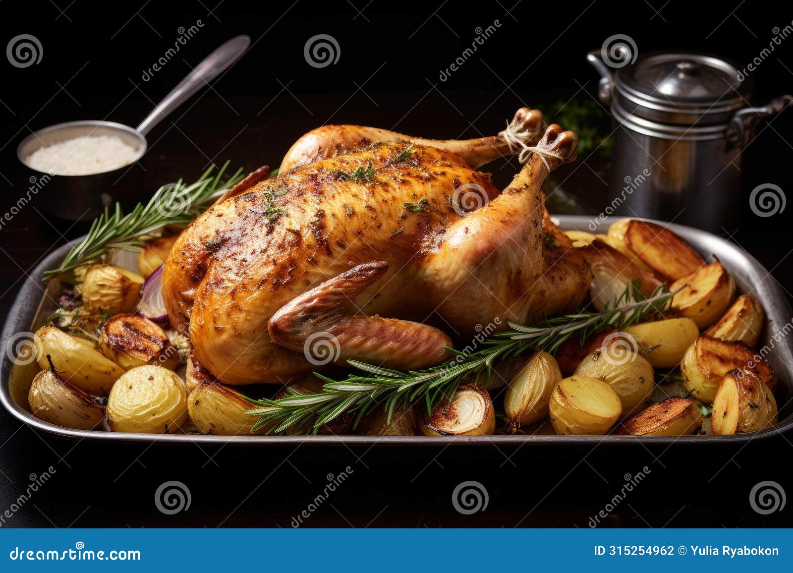 flavorful roast chicken rosemary. generate ai