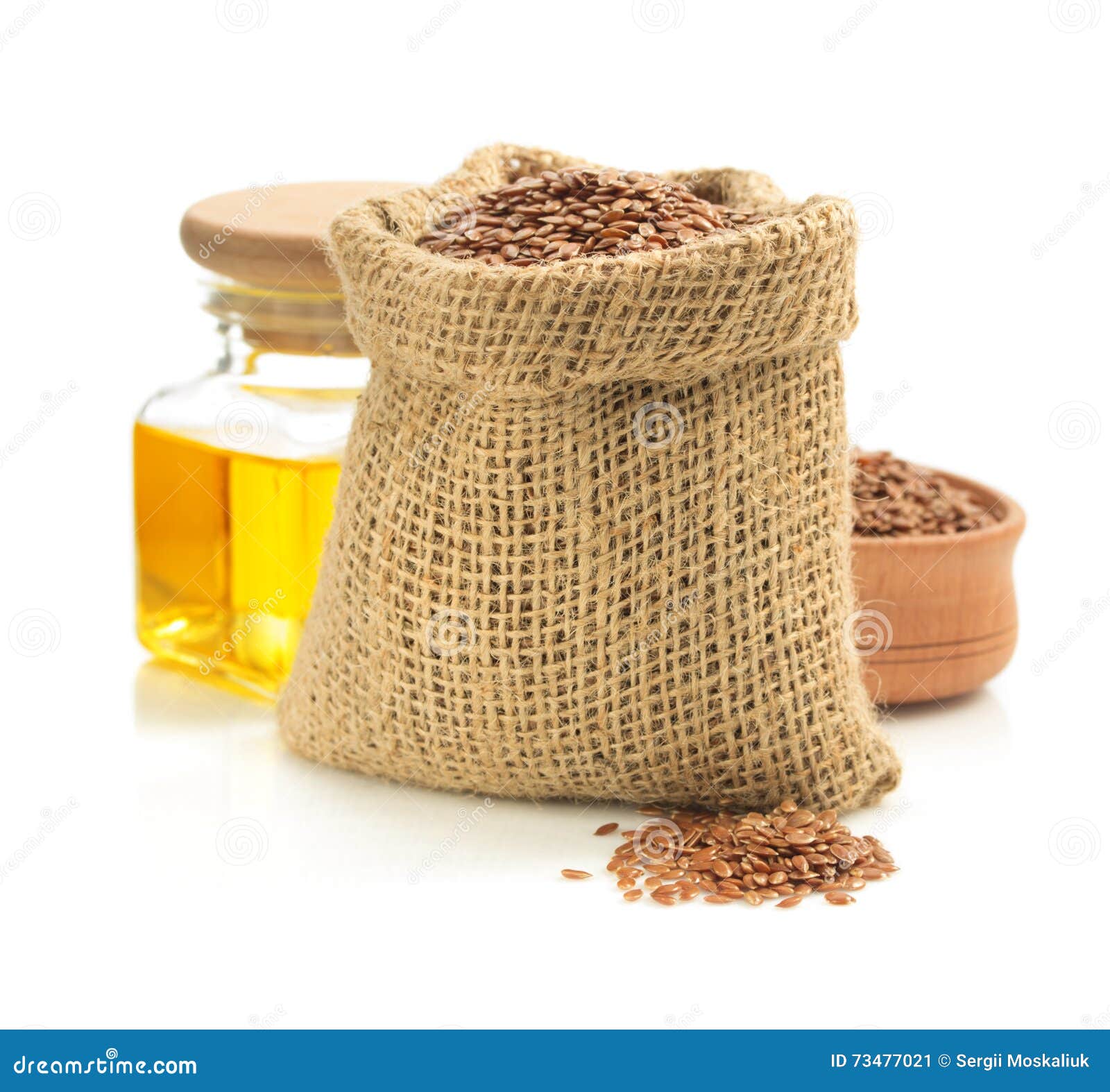 Flax Seeds in Bag Isolated on White Stock Image Image of medical