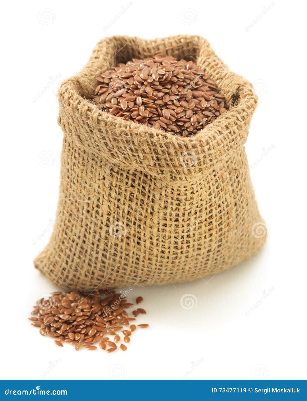 Flax Seeds in Bag Isolated on White Stock Image Image of glass