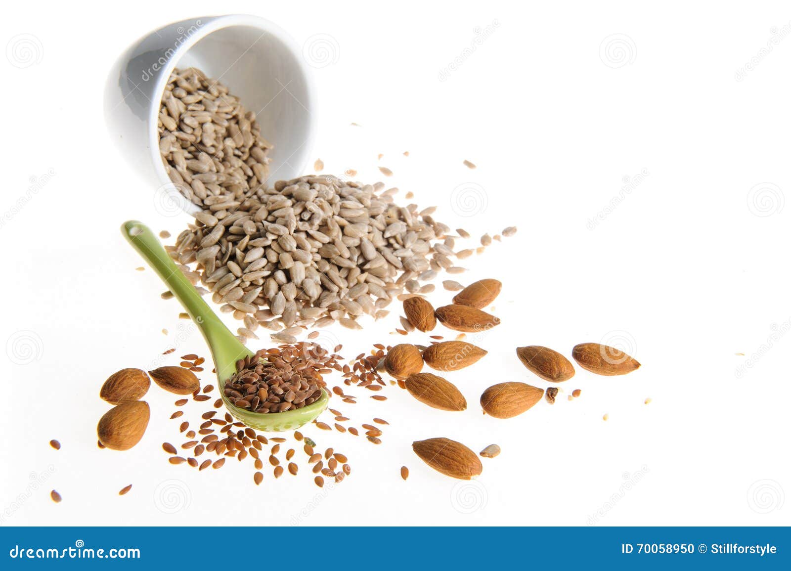 Flax Seeds, Sunflower Seeds, Almonds Stock Photo Image of facts, bone