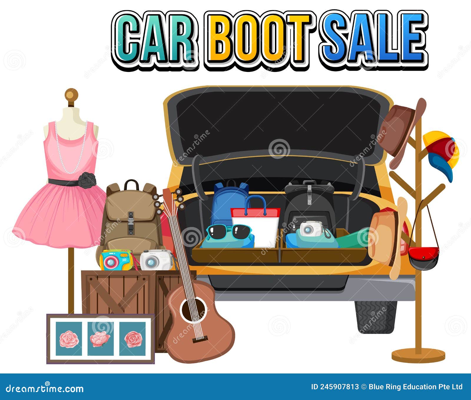 flea market concept with car boot sale