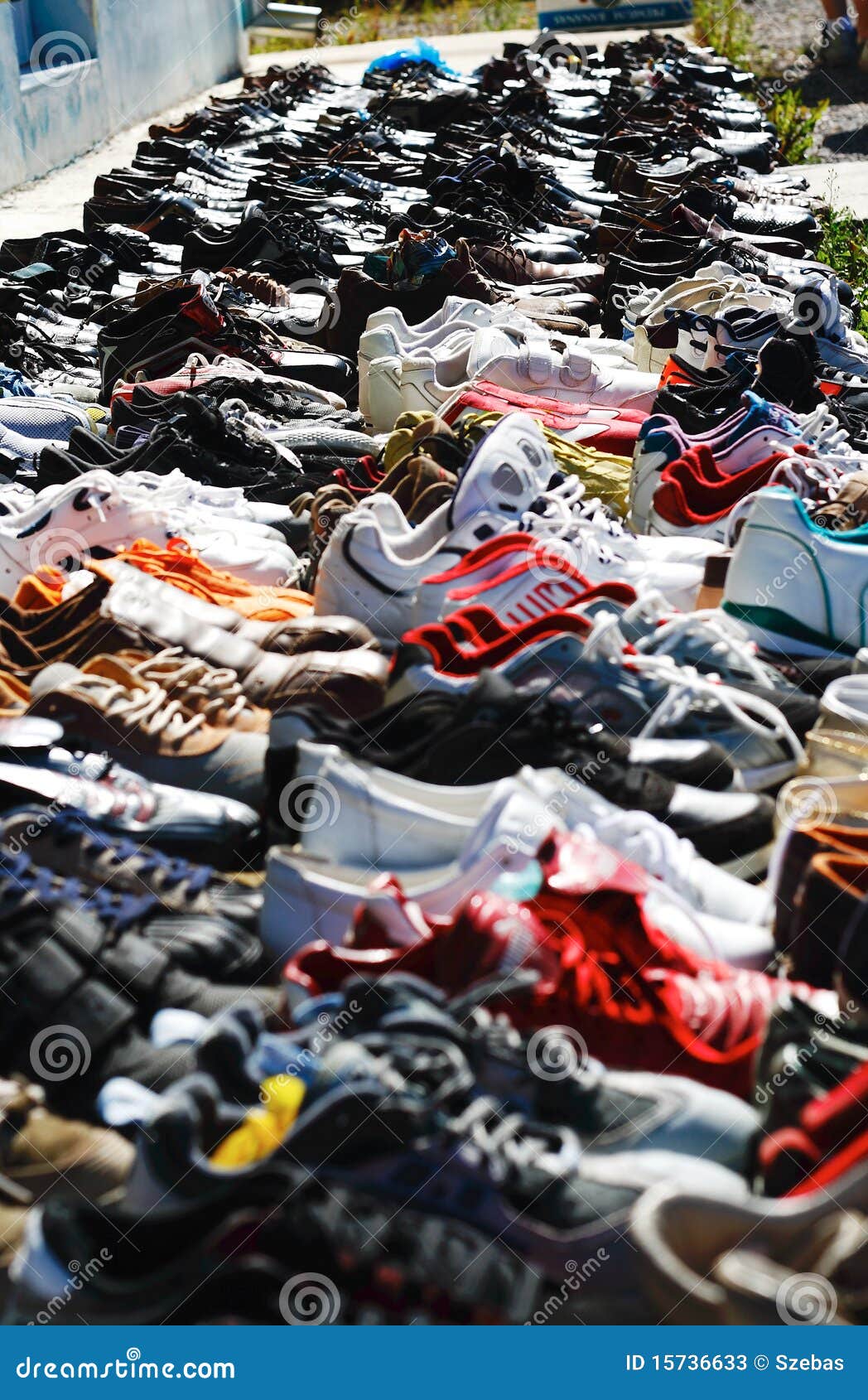 Flea Market Shoes stock image. Image of diverse, worn 15736633