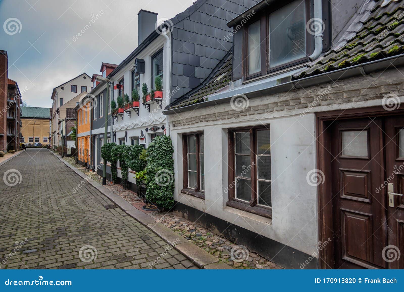 Flensburg Narrow Streets with Old Homes, Germany Stock Photo Image of