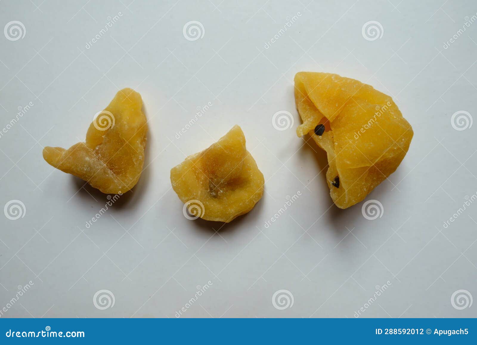 Fleshy Yellow Dried Passionfruit Slices (three Items Stock Photo