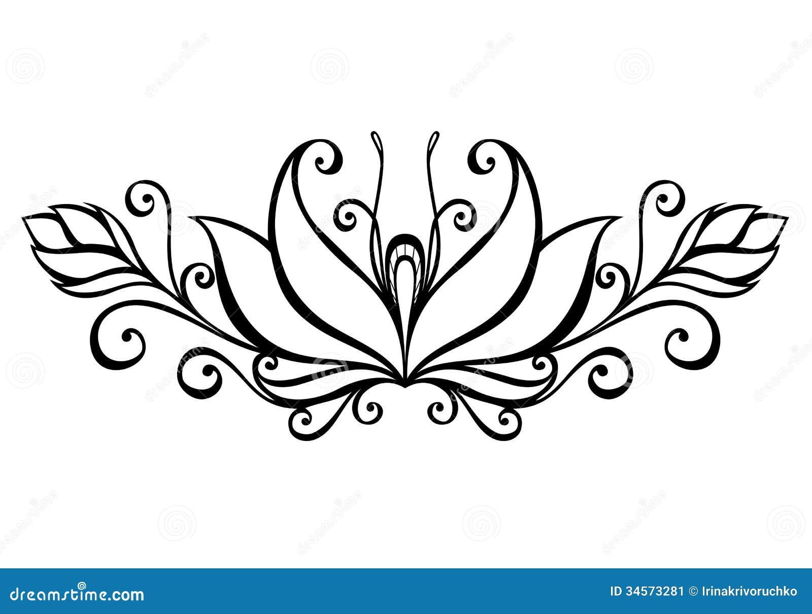 Fleur Decorative Avec Des Feuilles Illustration De Vecteur Illustration Du Botanique Regal