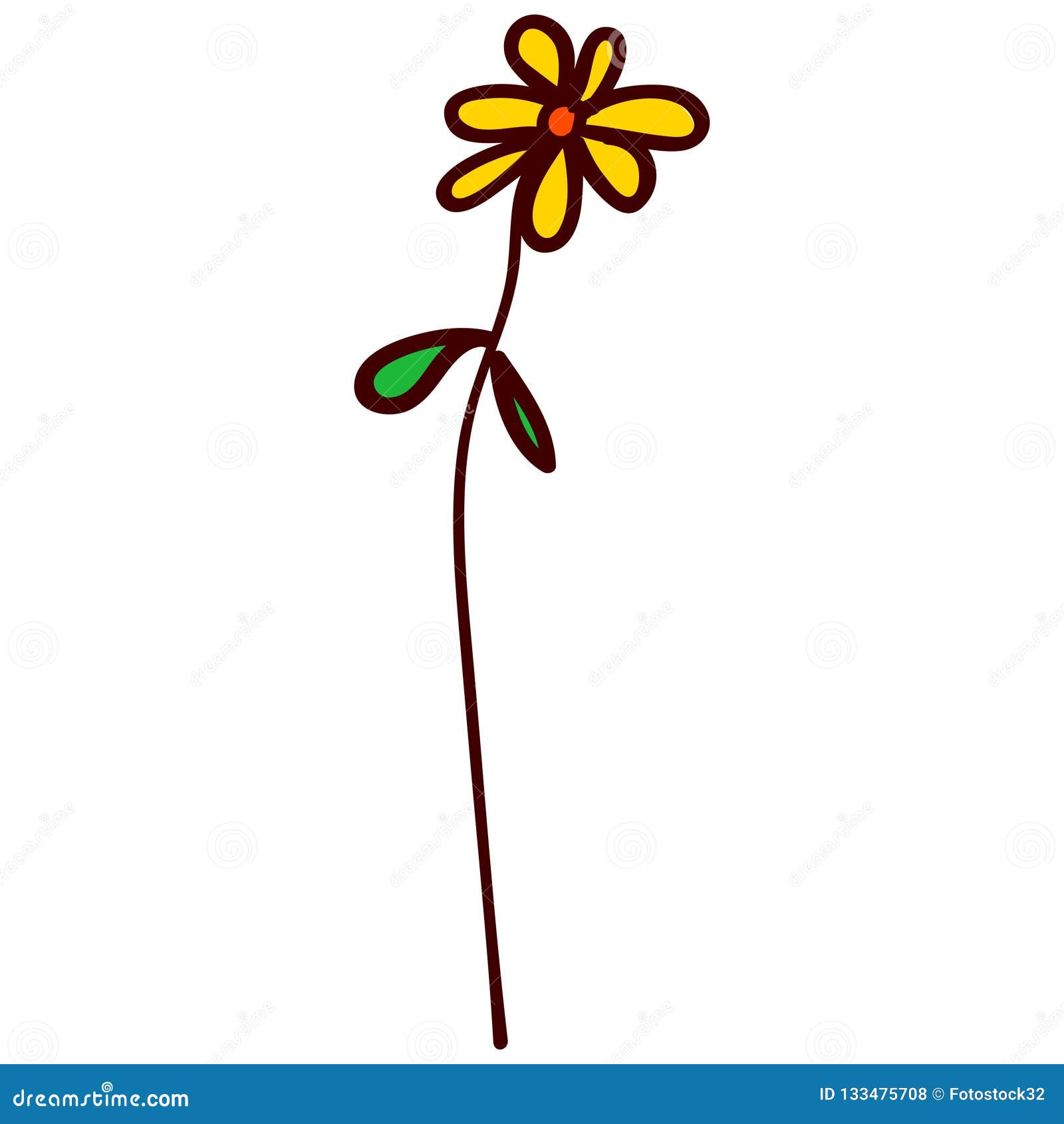 Fleur Dans Le Style Du Dessin Des Enfants Illustration Stock Illustration Du Mignon Plat