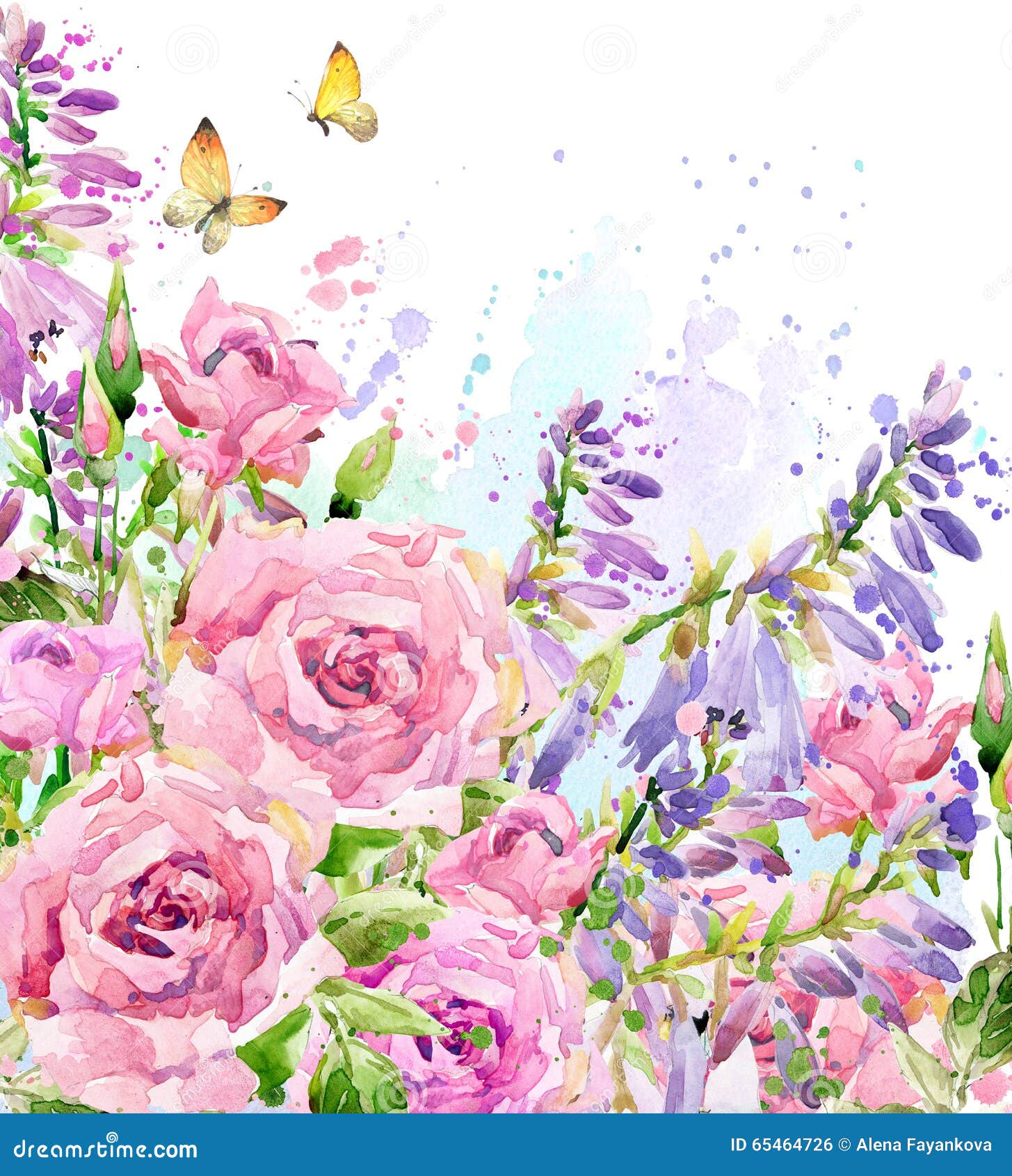 Fleur de jardin d'aquarelle Illustration rose d'aquarelle Fond de fleur d'aquarelle Fond de nature