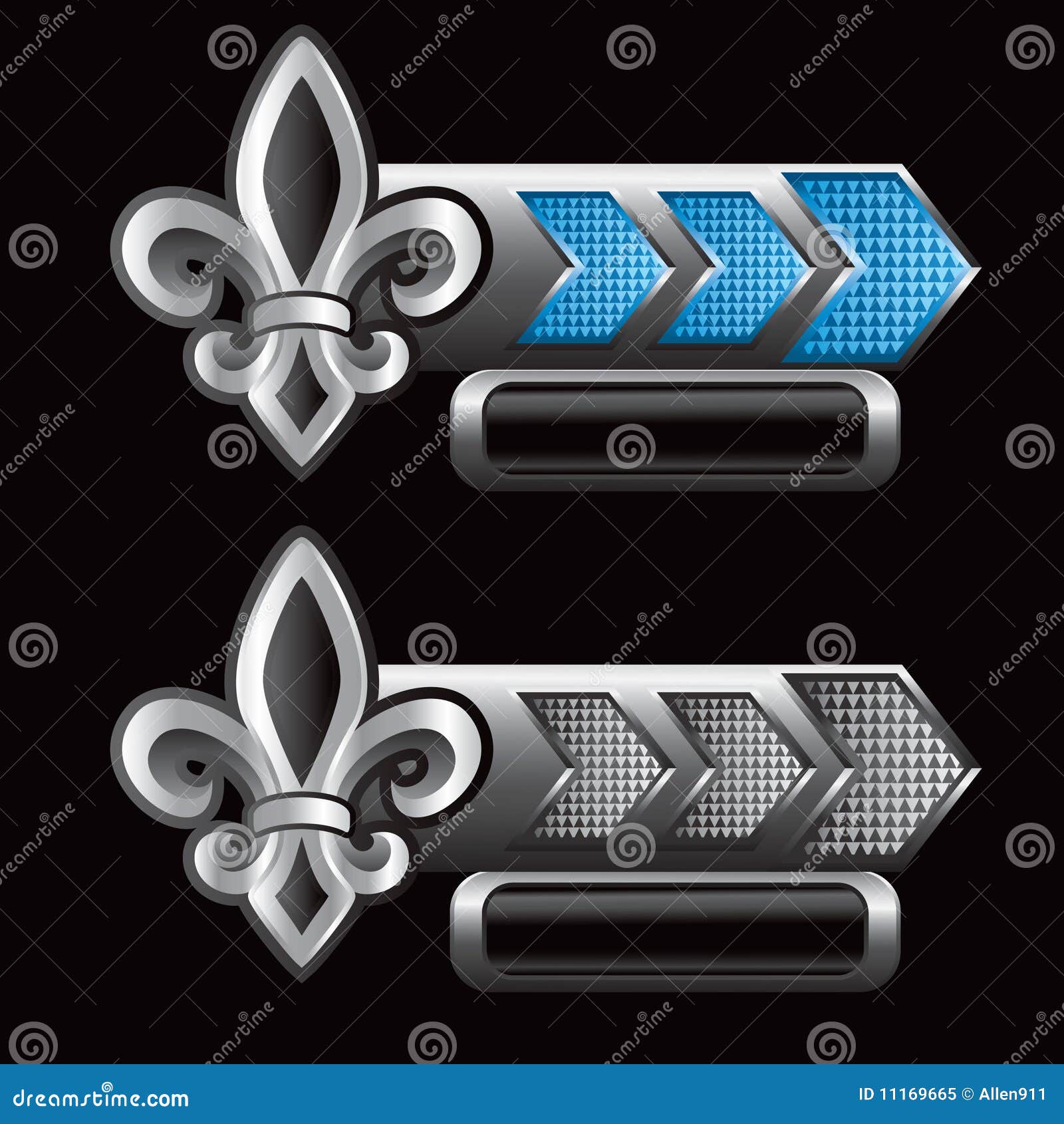 Fleur De Lis on Blue and Silver Checkered Arrows Stock Vector