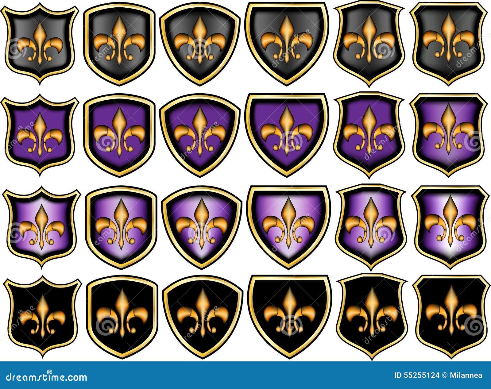 Fleur de lis emblems stock vector. Illustration of gloss 55255124
