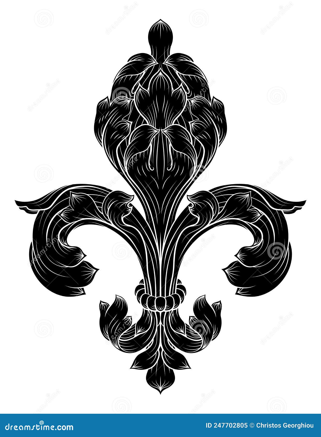 Fleur De Lis Lily Lys Flower Royal Heraldic Symbol Stock Vector -  Illustration of baroque, scroll: 247702805