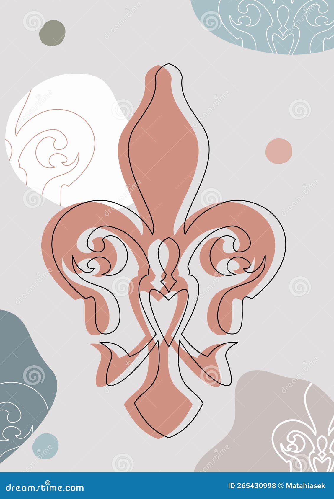 Fleur De Lis Minimalist Illustrations in Pastel Colors Stock Vector Illustration of circle