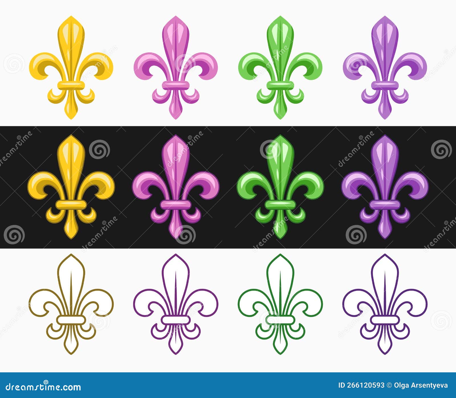 Fleur De Lis Set. Fleur De Lys Icons in Different Styles Stock Vector ...