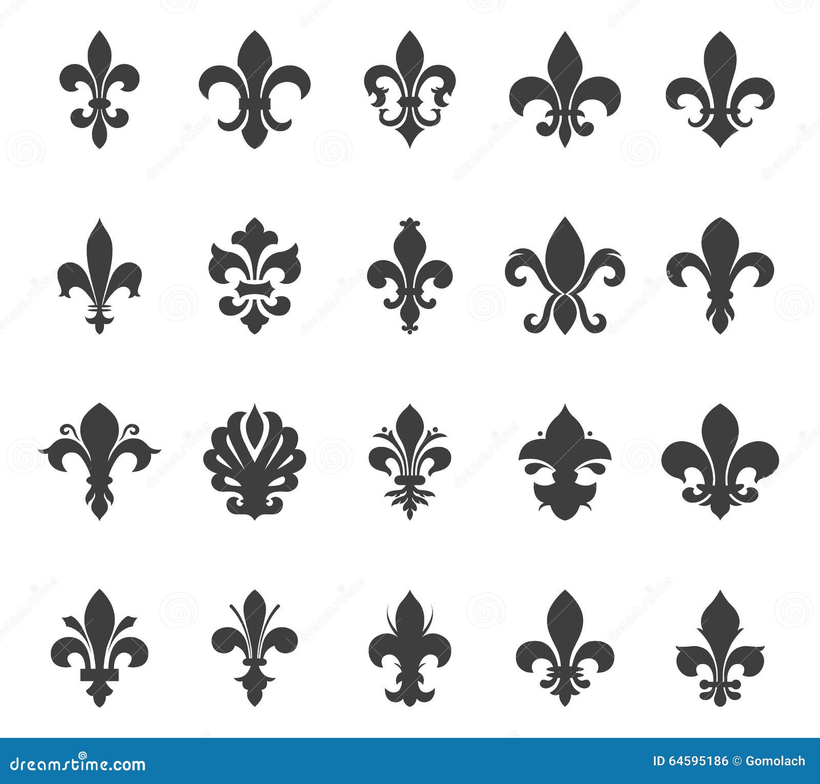 Fleur de lis set stock vector. Illustration of pattern - 64595186