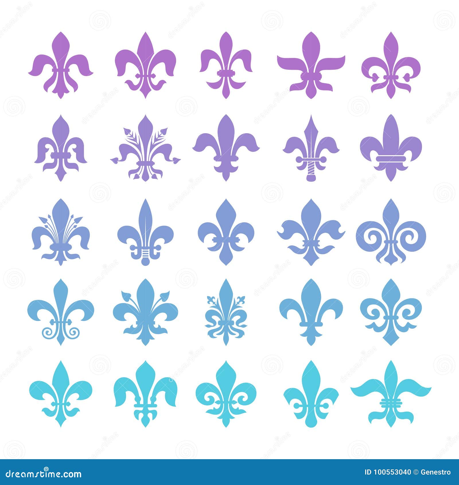 Fleur de lis symbols set. stock vector. Illustration of fleur - 100553040