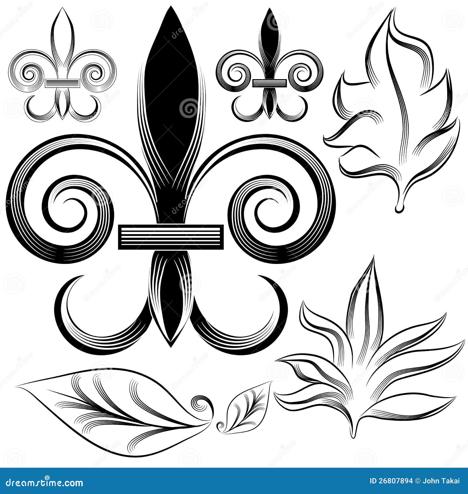Fleur Leaf Engraving Set stock vector. Illustration of engraving 26807894