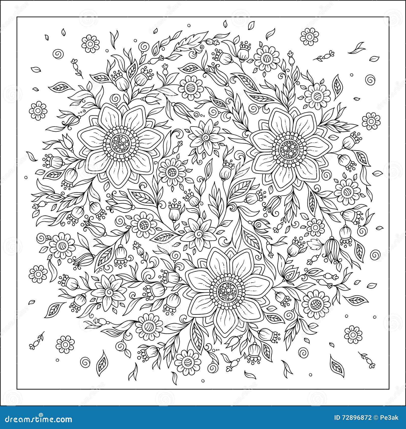 Fleurs de forªt Pages de livre de coloriage de vecteur