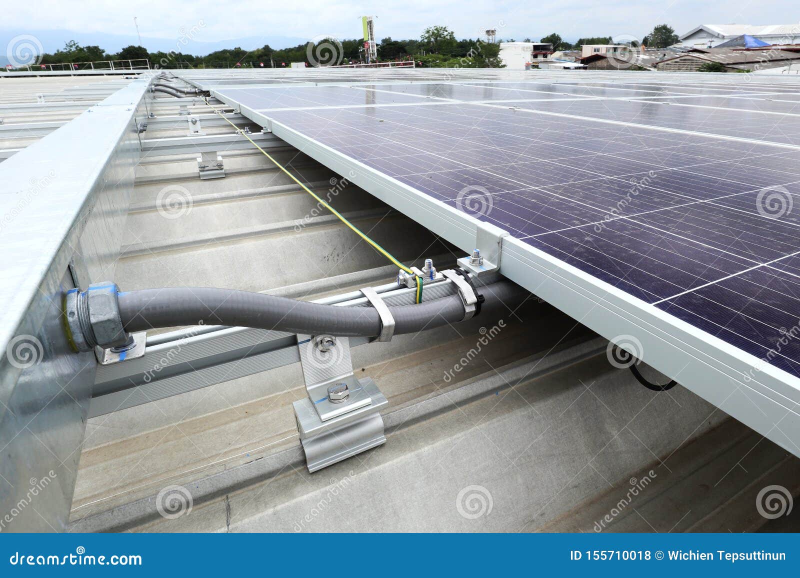 Flexible Conduit Connected To Wireway of Solar Rooftop System Stock Photo Image of aluminum