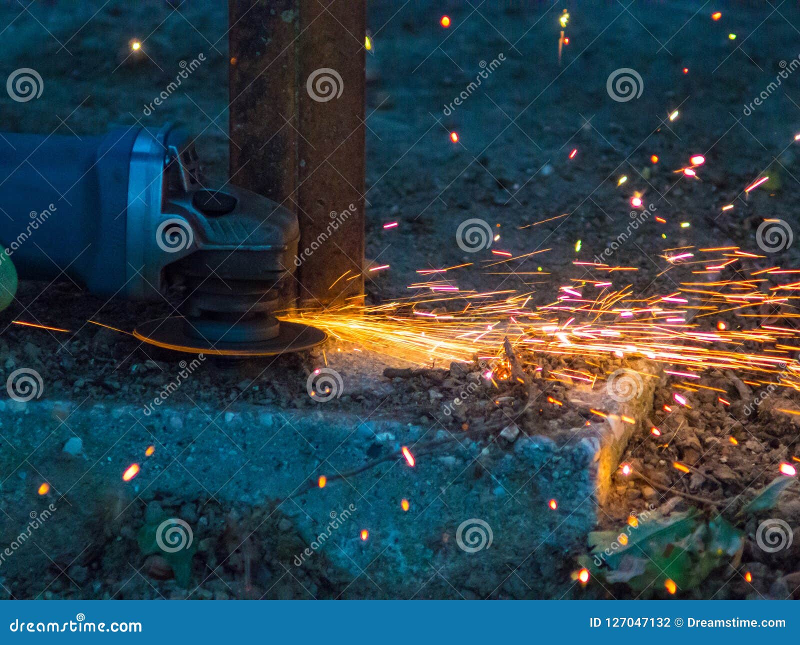 Flexible cutting a pipe stock photo. Image of grinder 127047132