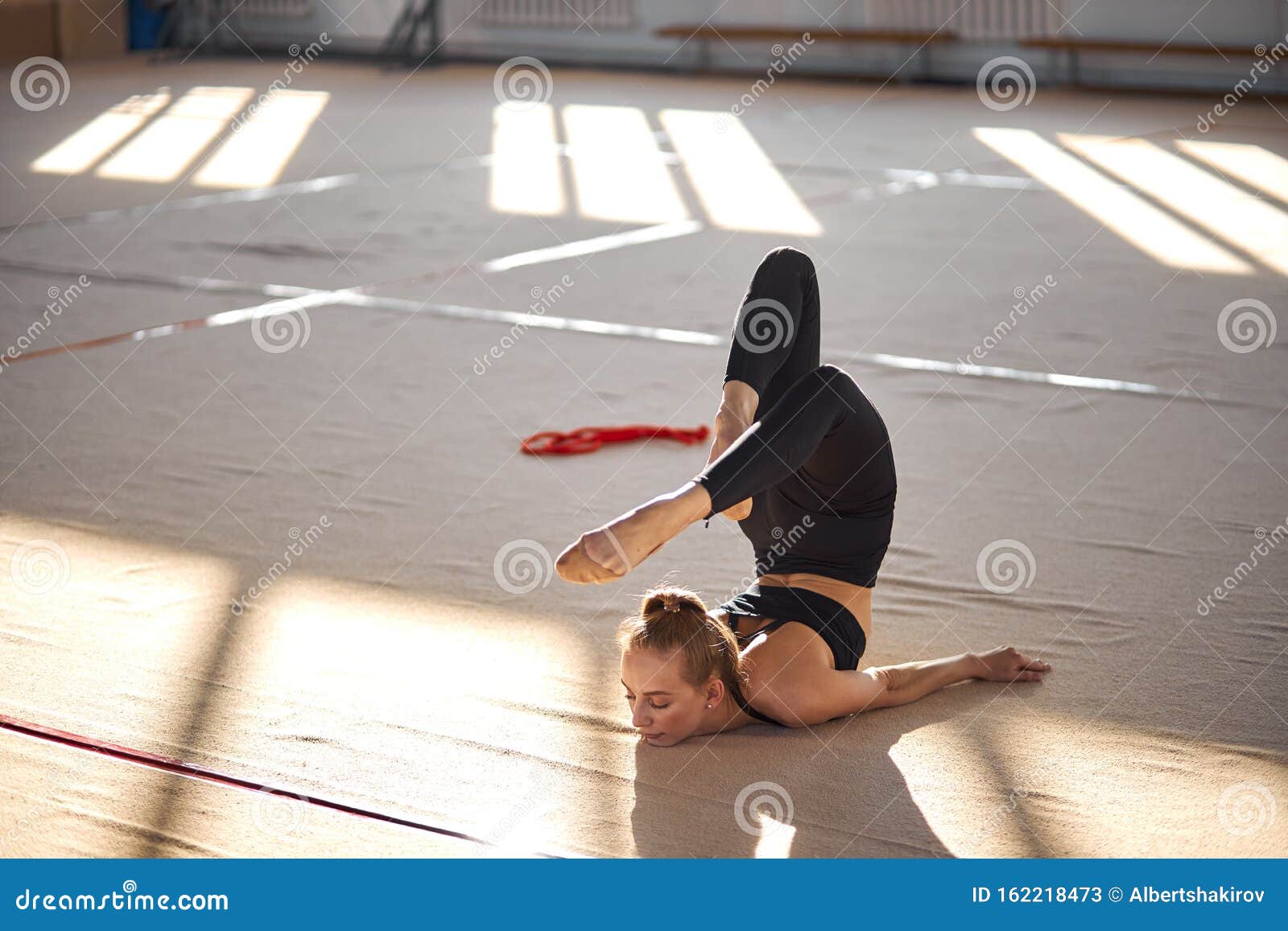 Flexible Girl In Black Bodysuits Stock Image Image Of Girl Dance 162218473