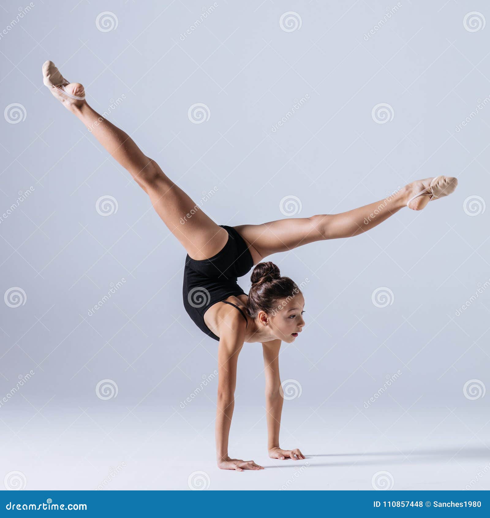 Young Gymnast Girl Stretching and Training Stock Photo - Image of