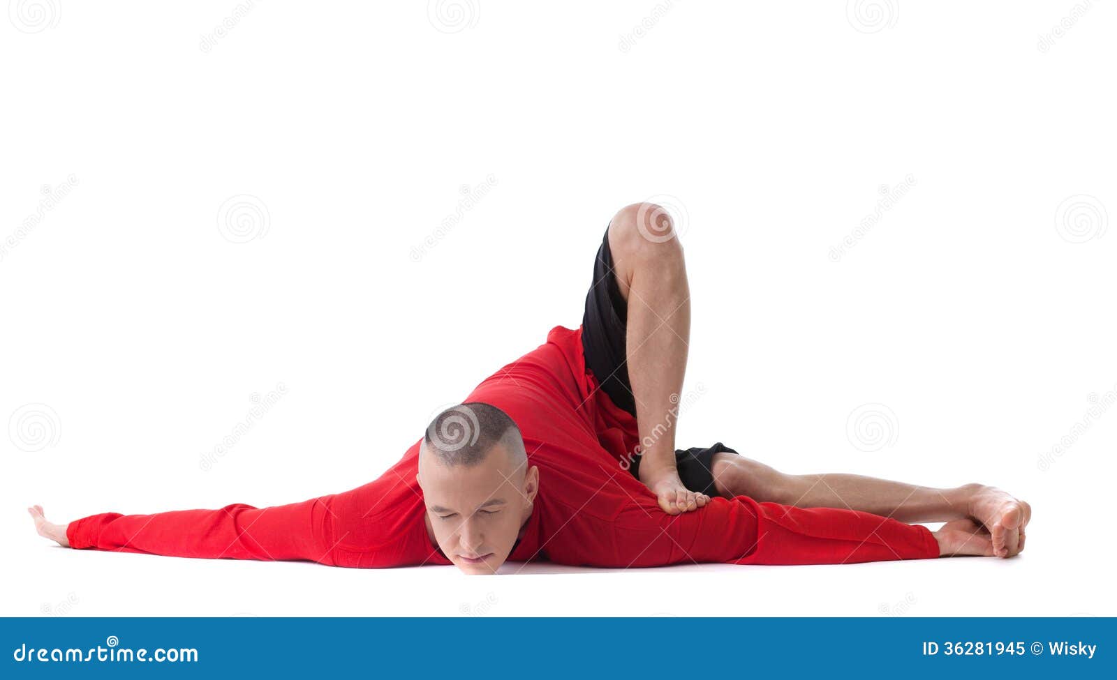 Flexible Man Posing in Difficult Yoga Pose Stock Image - Image of