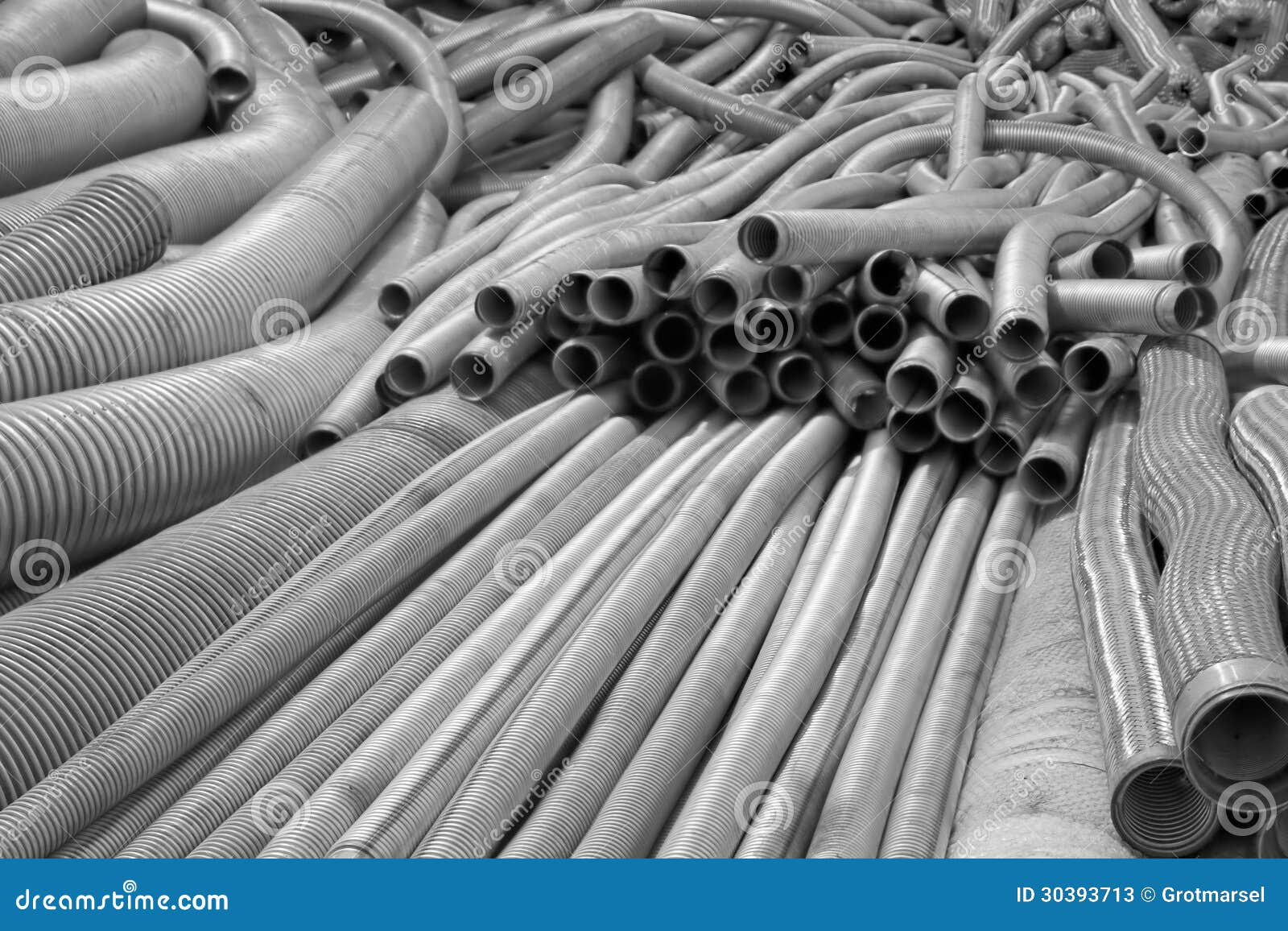 Flexible Metal Hose in a Warehouse.Monohrome Stock Image Image of