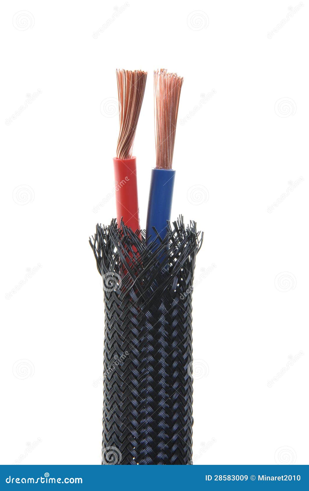 Flexible Protective Tube With Red And Blue Wires Stock Image