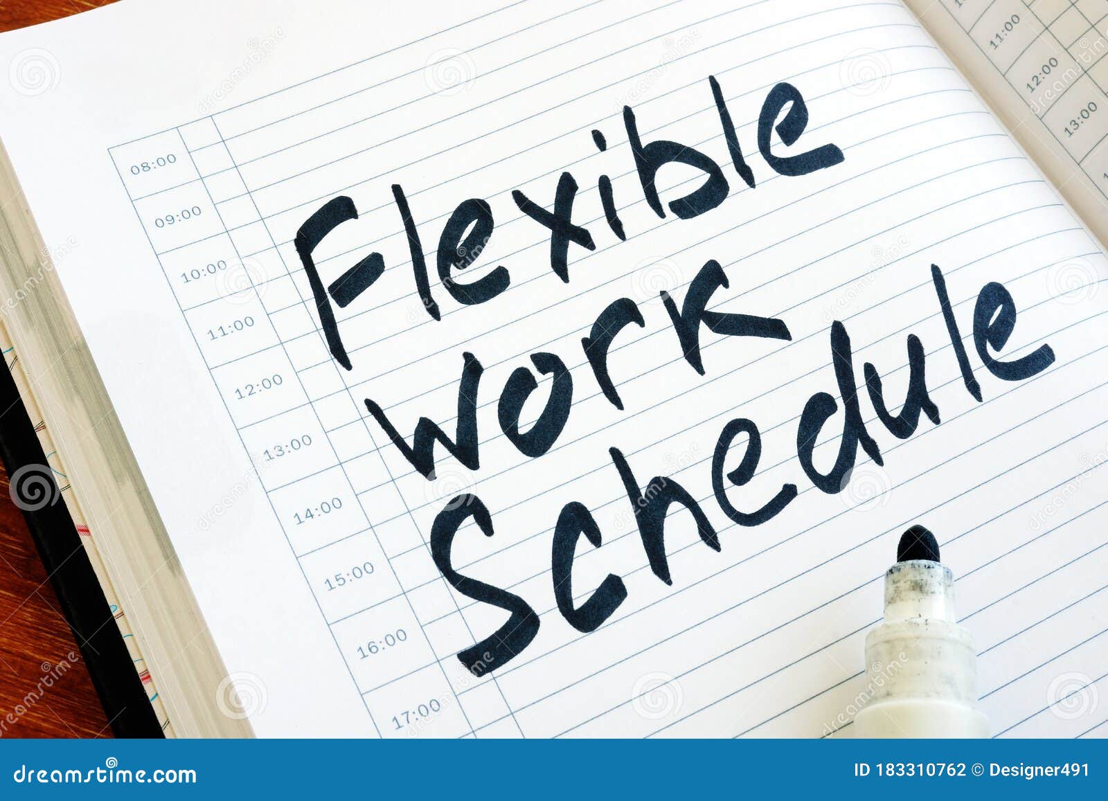 Flexible Work Schedule Sign In The Notepad Stock Photo Image Of