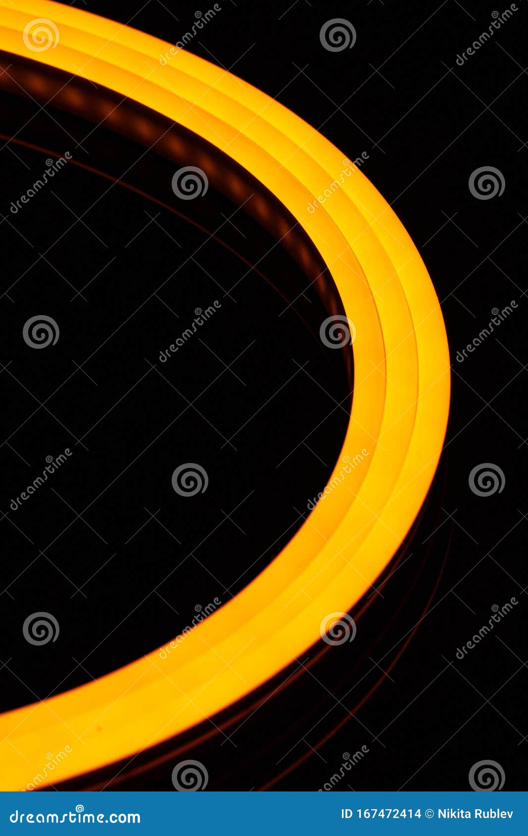 Flexible Yellow Led Tape Neon Flex Closeup on Black Background ...