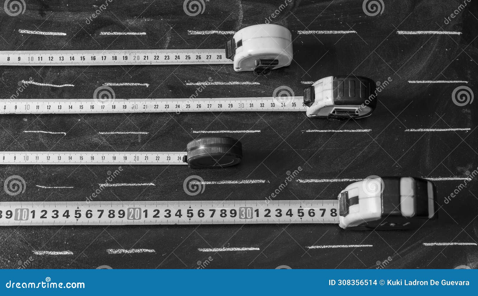 flexometers spread on a blackboard