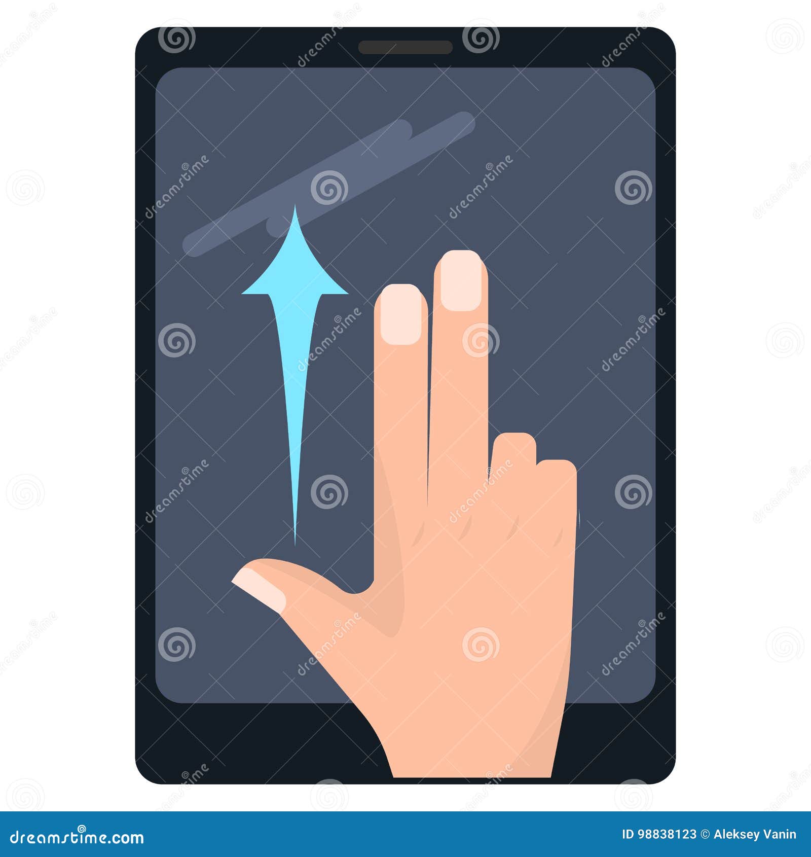 Flick Up with Two Fingers Touch Screen Gesture on Tablet Vector Stock