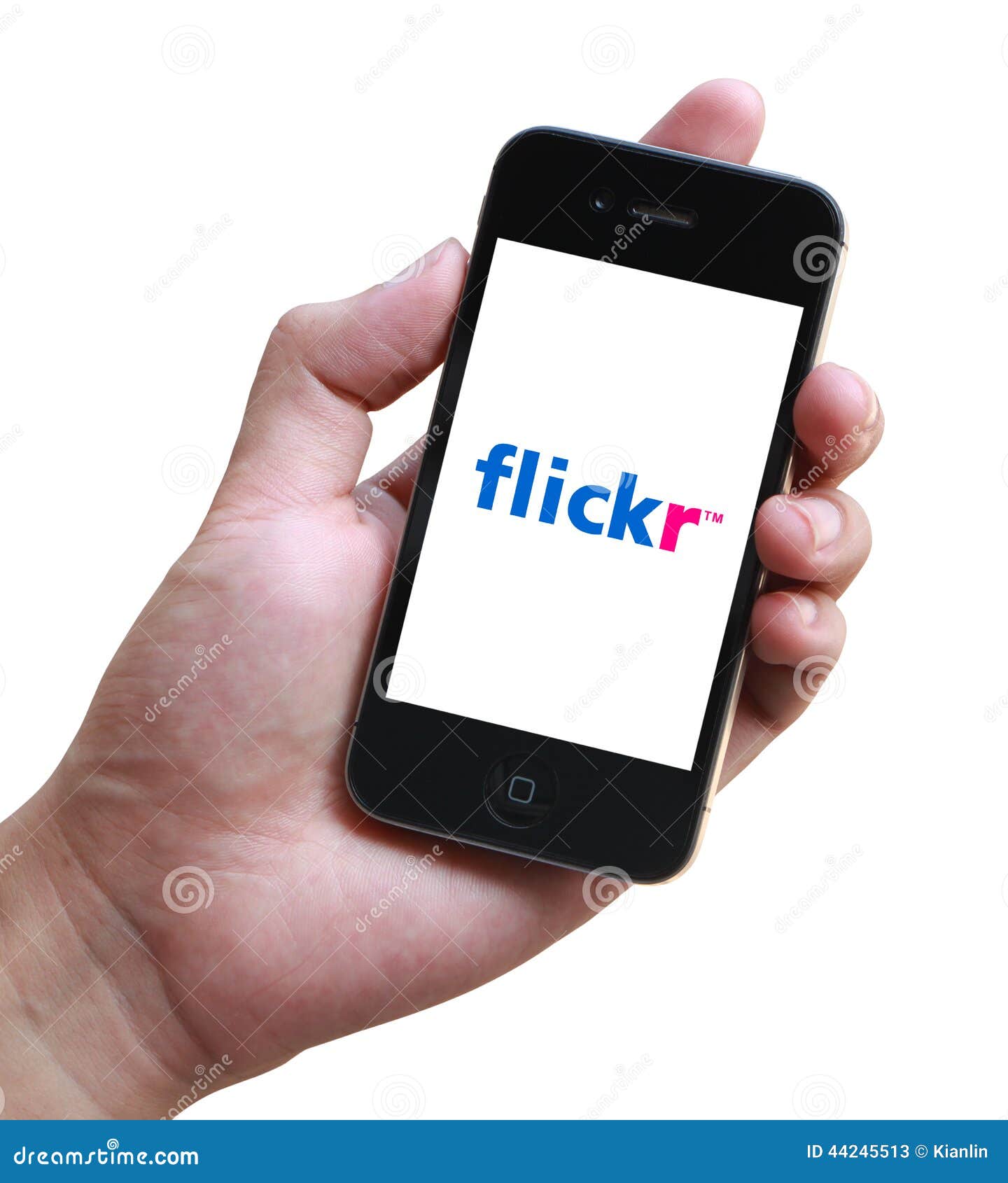 Flickr phone in hand editorial stock photo. Image of byod 44245513